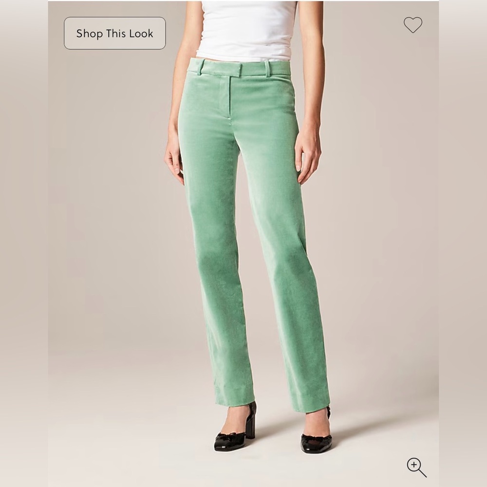JCrew Stella Pant in Velvet, Stormy Jade Green, size 10 NWT